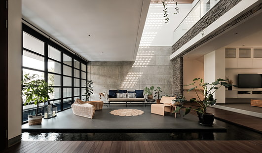 moderna, arquitetura, salas de estar, interior, design de interiores, HD papel de parede HD wallpaper