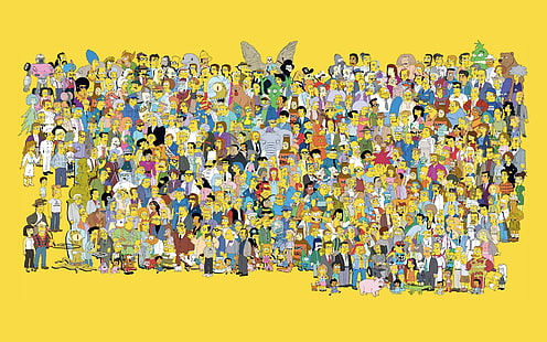 Тапетът на Симпсън, Симпсъните, Симпсъните, героите, всички, HD тапет HD wallpaper