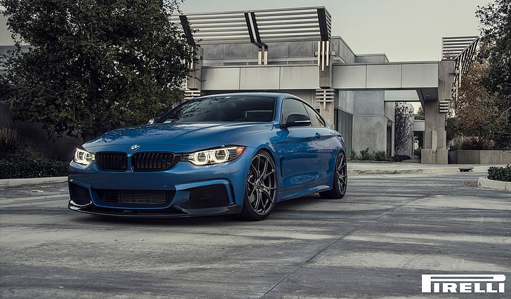 BMW, Blue, Front, Vorsteiner, Pirelli, Wheels, F32, 103, 2015, 435i, V-FF, Estoril, HD wallpaper