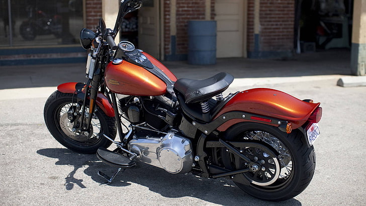 주황색과 검은 색 순양함 오토바이, 오토바이, 차량, HD 배경 화면