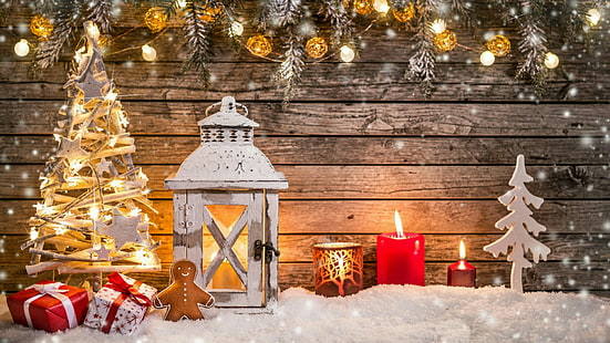 christmas, christmas decoration, candle, candle light, candlelight, lantern, christmas ornament, christmas gift, light, christmas lights, HD wallpaper HD wallpaper