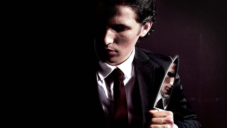 man wearing white dress shirt maroon necktie and black suit jacket, Christian Bale, Most Popular Celebs, actor, American Psycho, HD wallpaper