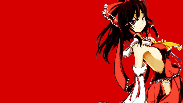 Anime, Anime Girls, Hakurei Reimu, Touhou, Miko, Red Ribbon, Sideboob, Brünette, HD-Hintergrundbild