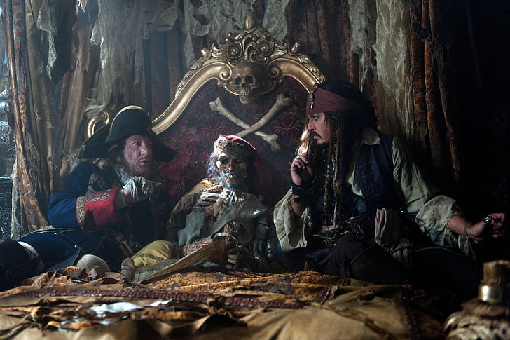 Pirates Of The Caribbean, Pirates of the Caribbean: On Stranger Tides, Geoffrey Rush, Hector Barbossa, Jack Sparrow, Johnny Depp, HD wallpaper