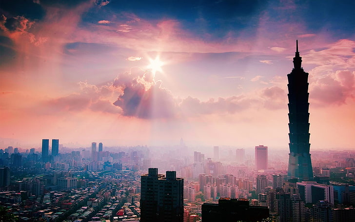 fond d'écran de la ville, paysage, paysage urbain, Taipei 101, Fond d'écran HD