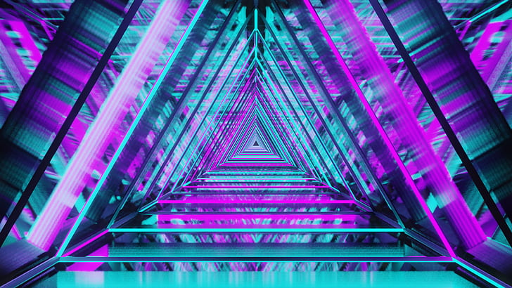 digital, neon, dreieck, leuchtend, lichter, HD-Hintergrundbild