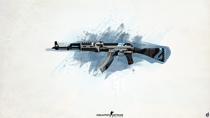 carabine CSGO grise et noire, Counter-Strike: offensive globale, contre-frappe, fusil d'assaut, AK 47, Fond d'écran HD