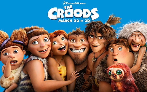 The Croods Cartoon Movie Poster 2013, krudowie, rysunek, film, plakat, 2013, Tapety HD HD wallpaper