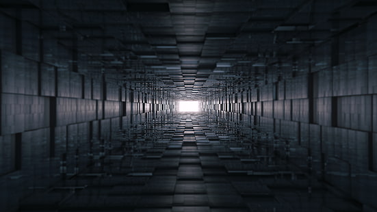Black Metal Frame Jalousien, 3D, Tunnel, abstrakt, HD-Hintergrundbild HD wallpaper