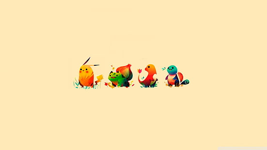 empat karakter digital wallpaper, Pokémon, Pikachu, Charmander, Bulbasaur, Wallpaper HD HD wallpaper