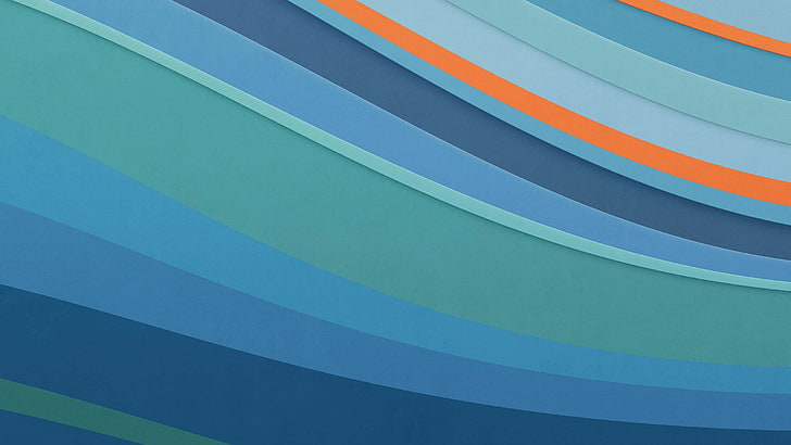 turkusowy, niebieski, jasnoniebieski i pomarańczowy kolor linii, abstrakcyjne, faliste linie, przebiegi, Tapety HD