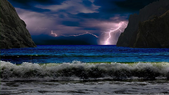 fond d'écran de vagues de la mer, paysage, plage, mer, tempête, nature, Fond d'écran HD HD wallpaper