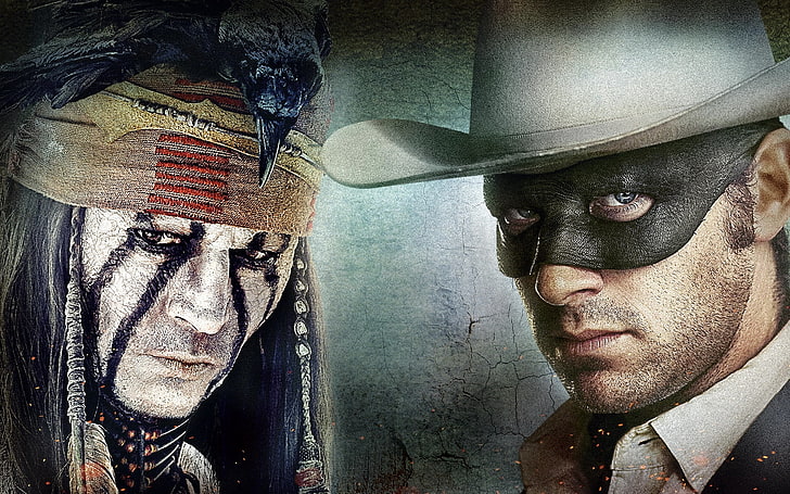 men's gray cowboy hat, the lone ranger, john reid, tonto, HD wallpaper