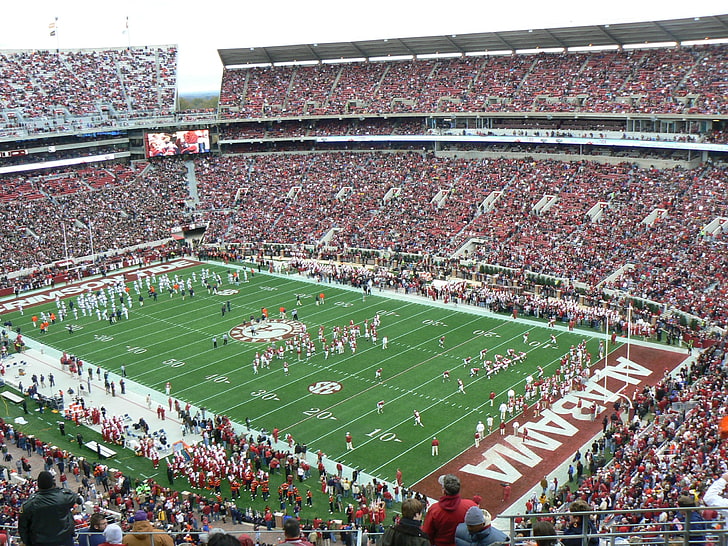 Estadio Alabama Crimson Tide, fútbol americano, estadio, multitudes, Fondo de pantalla HD