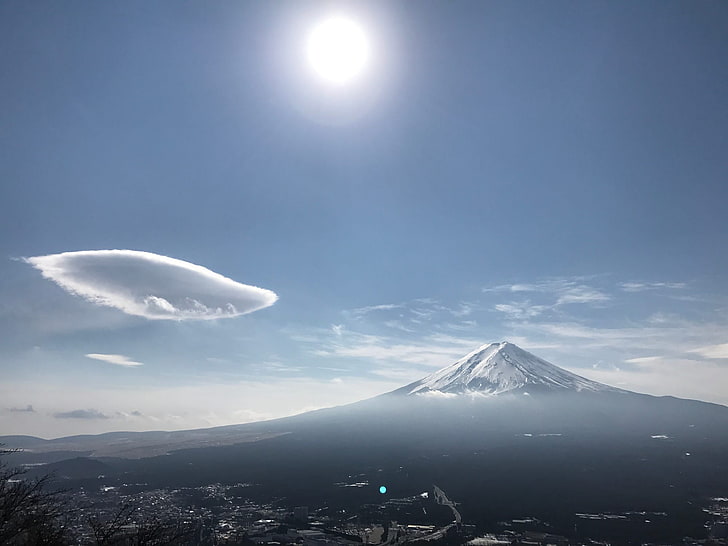 Планината Фуджи, природа, пейзаж, небе, HD тапет