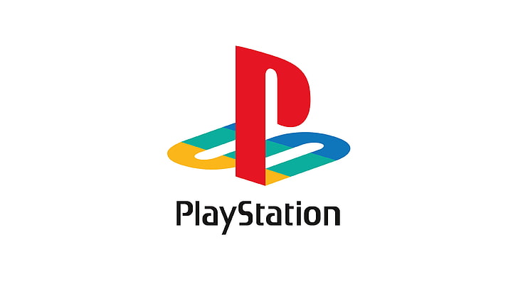 Logo, logo, PlayStation, permainan video Sony, latar belakang putih, minimalis, Wallpaper HD