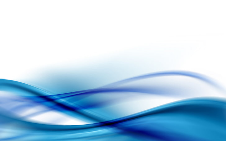 青い曲線、青と白のイラスト、抽象、青、波、線、 HDデスクトップの壁紙