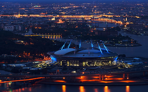 Nuit, Saint-Pétersbourg, Zenit, Stade, SPB, Saint-Pétersbourg, Le stade 