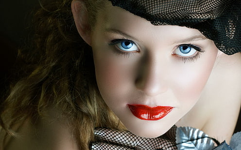 Bibir Kecantikan, makeup, mata, gadis, pirang, cantik, bibir, kecantikan, wajah, Wallpaper HD HD wallpaper