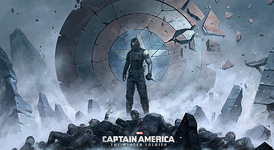 Капитан Америка Илюстрацията на зимния войник, Капитан Америка: Зимният войник, зимният войник, баки барове, първият отмъстител: Другата война, HD тапет HD wallpaper