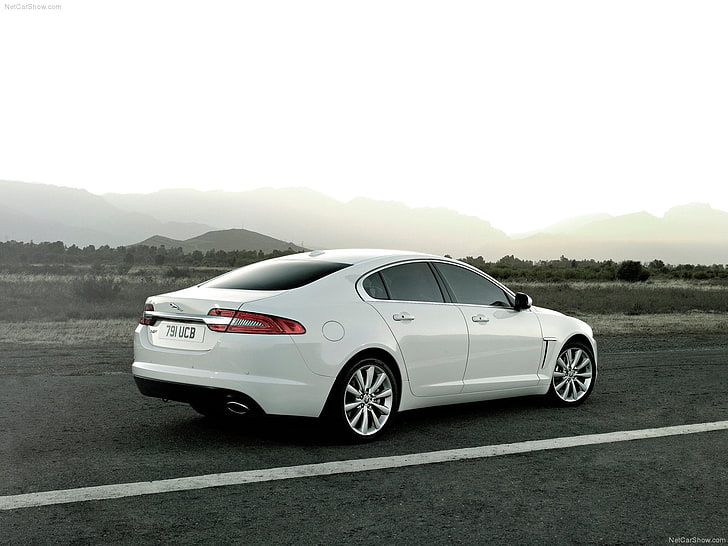 sedan putih, Jaguar, mobil sport, mobil, mobil putih, kendaraan, Wallpaper HD