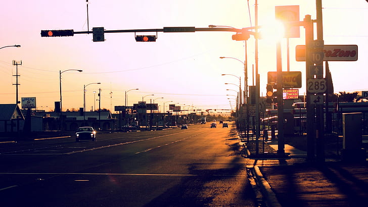 Sunshine Road, strada, sole, fotografia, Sfondo HD