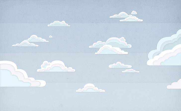 الكرتون الغيوم ، خلفية السحب البيضاء ، ايرو ، ناقلات الفن ، الغيوم ، الكرتون، خلفية HD