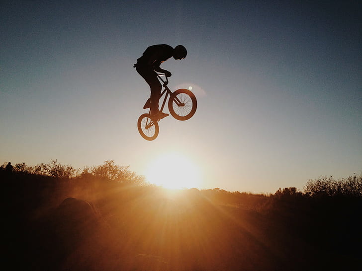 Sunset Silhouette, Sunset Silhouette, bicycle, sport, santa barbara, mountain biking, HD wallpaper