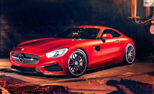 czerwone sportowe coupe Mercedes-Benz, Mercedes-Benz, GT, samochód, Mercedes-AMG GT, Tapety HD HD wallpaper