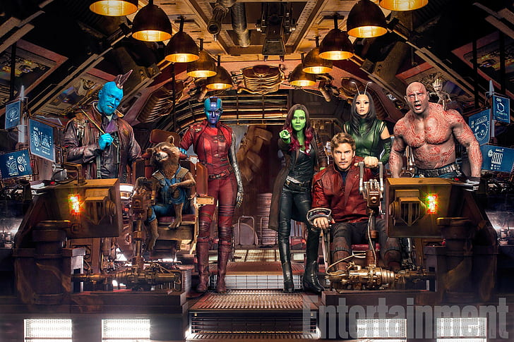 Gamora, Universo Cinematográfico Marvel, Rocket Raccoon, Groot, Yondu, Guardiões da Galáxia, Guardiões da Galáxia Vol.2, nebulosa, mantis, Senhor das Estrelas, HD papel de parede