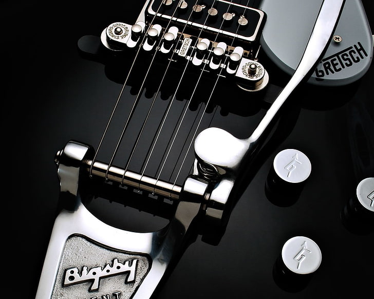 gray guitar strings, Music, Guitar, Gretsch, HD wallpaper