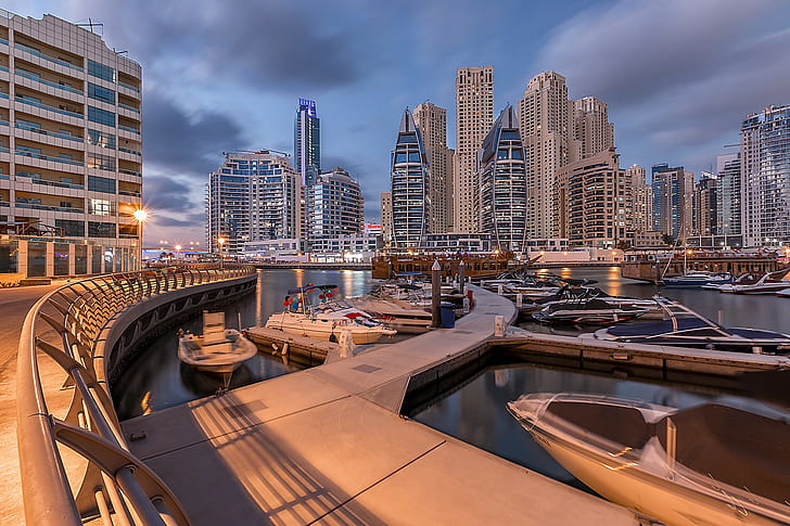 Dubai Marina, verschiedene Yachten, Dubai Marina, am besten, s, hd, HD-Hintergrundbild