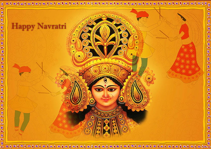 Festival Durga Puja, poster Happy Navrati, Festival / Liburan, Navratri, festival, liburan, Wallpaper HD