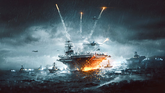 Battlefield, Battlefield 4, авианосец, военный корабль, HD обои HD wallpaper