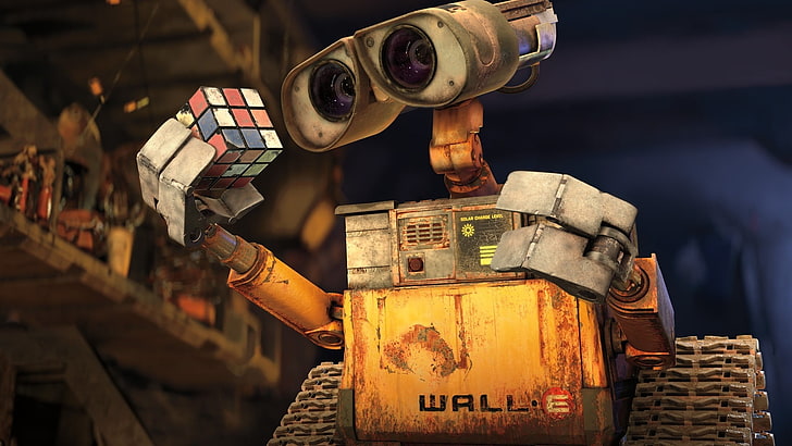 Робот Wall E, фильмы, Disney Pixar, WALL · E, кубик Рубика, анимационные фильмы, студии Pixar Animation, HD обои
