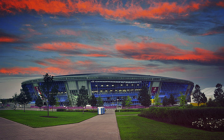 arena, donbass, donetsk, liga, premier, fußball, sonnenuntergang, ukraine, HD-Hintergrundbild