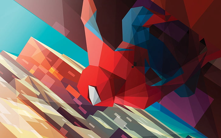 pixelated Spider-Man illustration, minimalism, Spider-Man, HD wallpaper