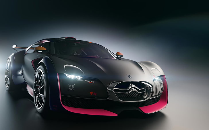 Citroen Survolt, black and pink sports car, Cars, Citroen, citroen survolt wallpapers, HD wallpaper