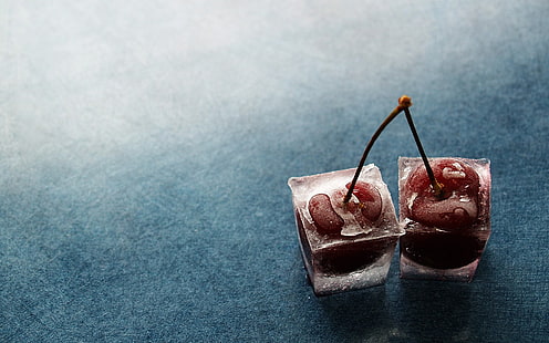 cubetti di ghiaccio, frutta, ciliegie (cibo), Sfondo HD HD wallpaper