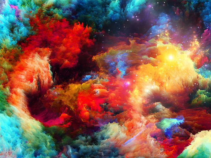 Colorful space, abstract design, stars, Colorful, Space, Abstract, Design, Stars, HD wallpaper
