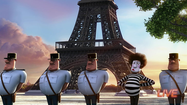 lampada da tavolo in bianco e nero, Parigi, Torre Eiffel, Francia, Cattivissimo me, film d'animazione, Sfondo HD