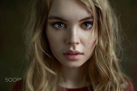 жени, модел, Анастасия Щеглова, дълга коса, гледащ зрителя, блондинка, лице, портрет, очи, HD тапет HD wallpaper