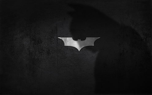 Batman Batarang emblem, shadow, logo, Batman, the dark knight, HD wallpaper HD wallpaper