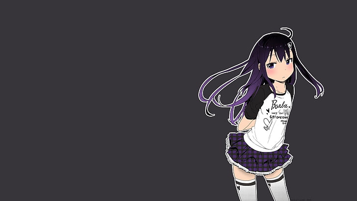 Arekusa Mahone, filles d'anime, jupe courte, cheveux longs, cheveux noirs, bas, anime, Fond d'écran HD