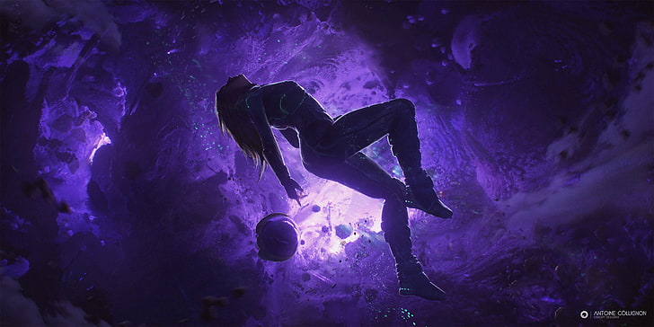 Artistic Girl Purple Space Space Suit, HD wallpaper