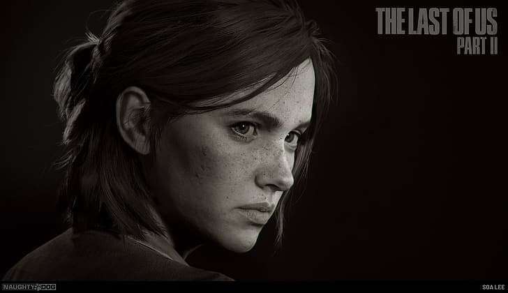 The Last of Us 2, videospel, Ellie, videospelkonst, konstverk, Naughty Dog, ansikte, sepia, HD tapet