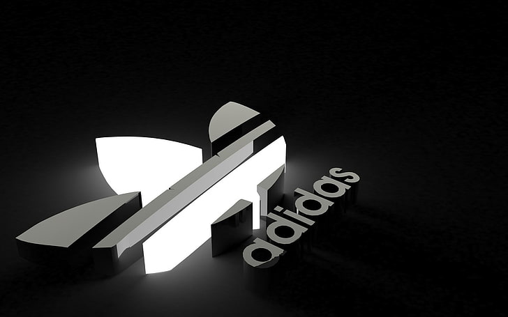 nero, Adidas, logo, luci artificiali, Sfondo HD