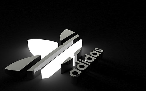 черный, Adidas, логотип, искусственное освещение, HD обои HD wallpaper