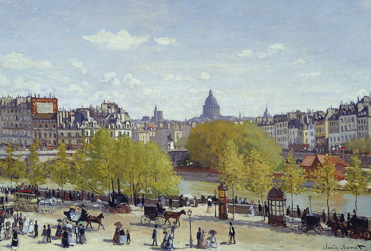 Paris, picture, the urban landscape, Claude Monet, Quay Of The Louvre, HD wallpaper