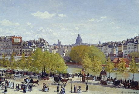 Париж, картина, градският пейзаж, Клод Моне, Кей Лувъра, HD тапет HD wallpaper